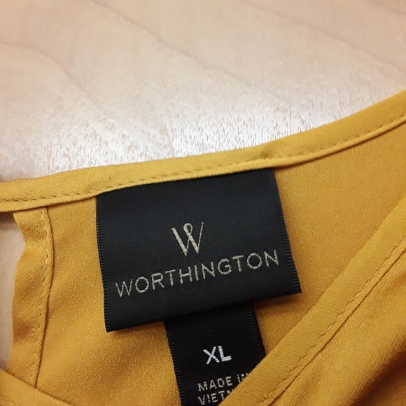 Yellow Ruffle Silky Peasant Boho Top Mustard - Picture 2 of 4